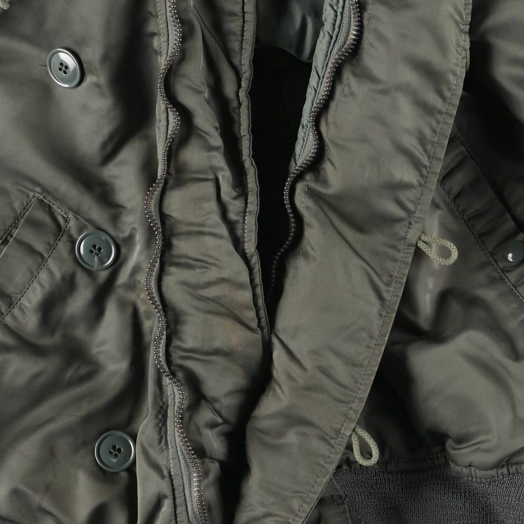 1980'S US Military Issue N-2B Military Flight Jacket, Made in USA, Large (Men's Size L equivalent) Nylon Khaki type sage green Vintage Second Hand