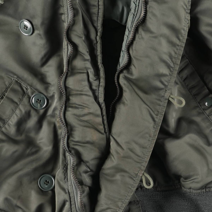 1980'S US Military Issue N-2B Military Flight Jacket, Made in USA, Large (Men's Size L equivalent) Nylon Khaki type sage green Vintage Second Hand