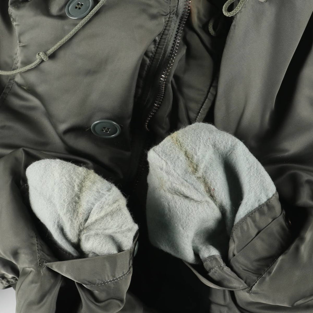 1980'S US Military Issue N-2B Military Flight Jacket, Made in USA, Large (Men's Size L equivalent) Nylon Khaki type sage green Vintage Second Hand