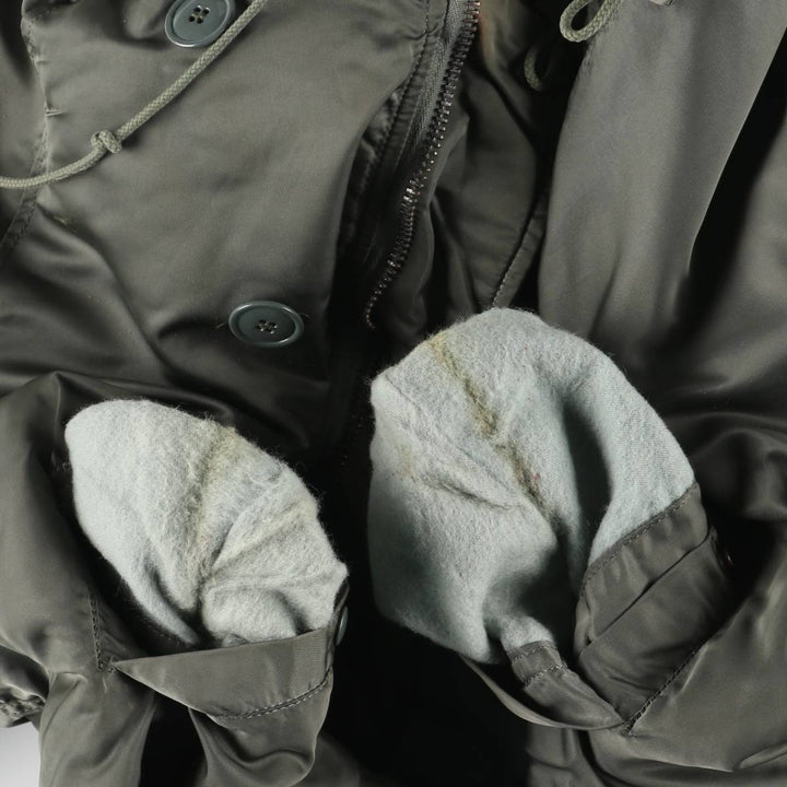 1980'S US Military Issue N-2B Military Flight Jacket, Made in USA, Large (Men's Size L equivalent) Nylon Khaki type sage green Vintage Second Hand