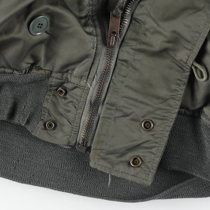 1980'S US Military Issue N-2B Military Flight Jacket, Made in USA, Large (Men's Size L equivalent) Nylon Khaki type sage green Vintage Second Hand