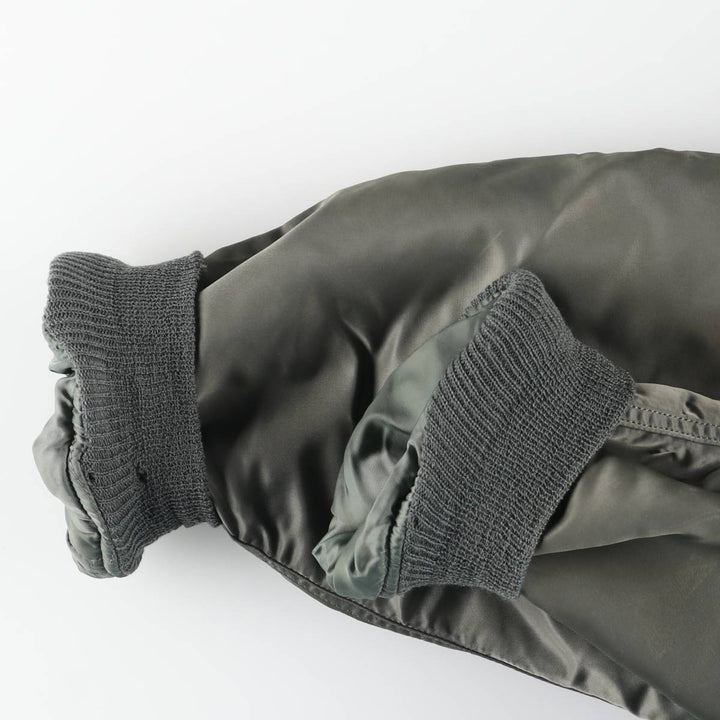 1980'S US Military Issue N-2B Military Flight Jacket, Made in USA, Large (Men's Size L equivalent) Nylon Khaki type sage green Vintage Second Hand