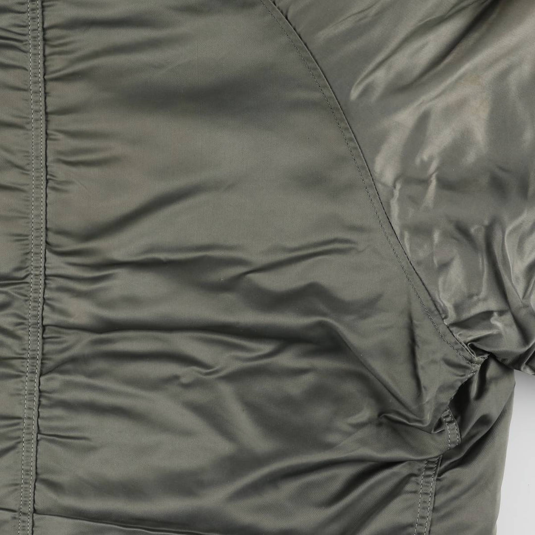 1980'S US Military Issue N-2B Military Flight Jacket, Made in USA, Large (Men's Size L equivalent) Nylon Khaki type sage green Vintage Second Hand