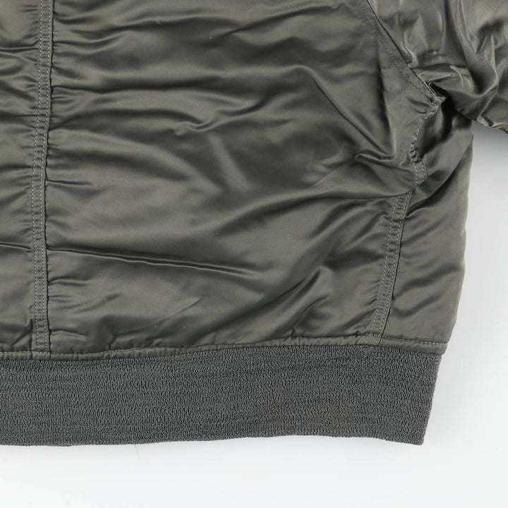 1980'S US Military Issue N-2B Military Flight Jacket, Made in USA, Large (Men's Size L equivalent) Nylon Khaki type sage green Vintage Second Hand