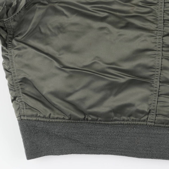 1980'S US Military Issue N-2B Military Flight Jacket, Made in USA, Large (Men's Size L equivalent) Nylon Khaki type sage green Vintage Second Hand