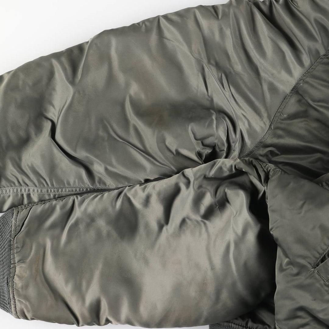 1980'S US Military Issue N-2B Military Flight Jacket, Made in USA, Large (Men's Size L equivalent) Nylon Khaki type sage green Vintage Second Hand