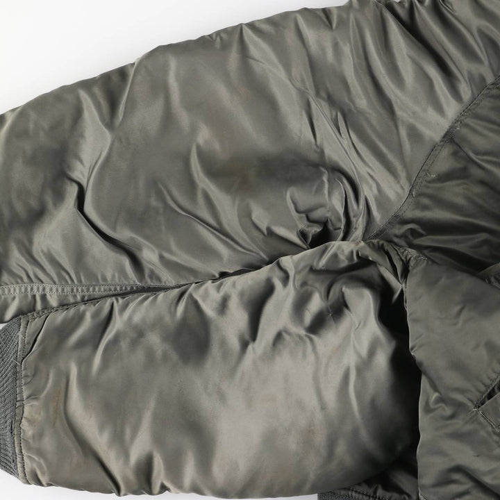1980'S US Military Issue N-2B Military Flight Jacket, Made in USA, Large (Men's Size L equivalent) Nylon Khaki type sage green Vintage Second Hand