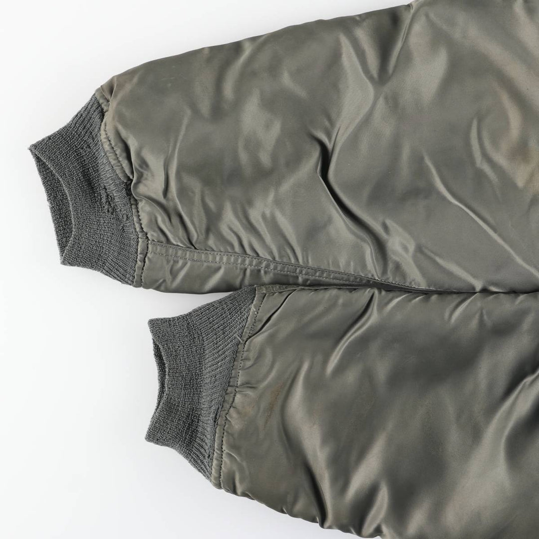 1980'S US Military Issue N-2B Military Flight Jacket, Made in USA, Large (Men's Size L equivalent) Nylon Khaki type sage green Vintage Second Hand