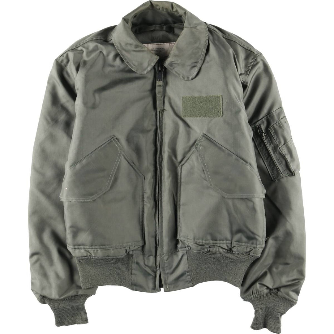 1980'S US Military Issue CWU-45P Military Flight Jacket, Made in USA, Medium (Men's M equivalent) Aromatic polyamide Khaki type sage green Vintage Second Hand