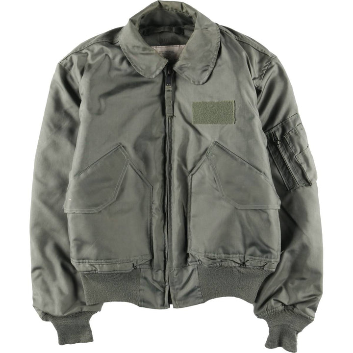 1980'S US Military Issue CWU-45P Military Flight Jacket, Made in USA, Medium (Men's M equivalent) Aromatic polyamide Khaki type sage green Vintage Second Hand