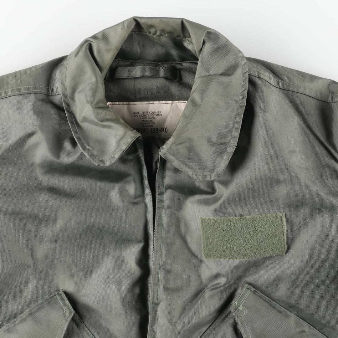1980'S US Military Issue CWU-45P Military Flight Jacket, Made in USA, Medium (Men's M equivalent) Aromatic polyamide Khaki type sage green Vintage Second Hand