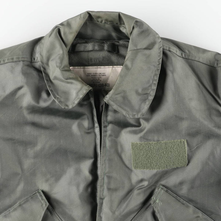 1980'S US Military Issue CWU-45P Military Flight Jacket, Made in USA, Medium (Men's M equivalent) Aromatic polyamide Khaki type sage green Vintage Second Hand