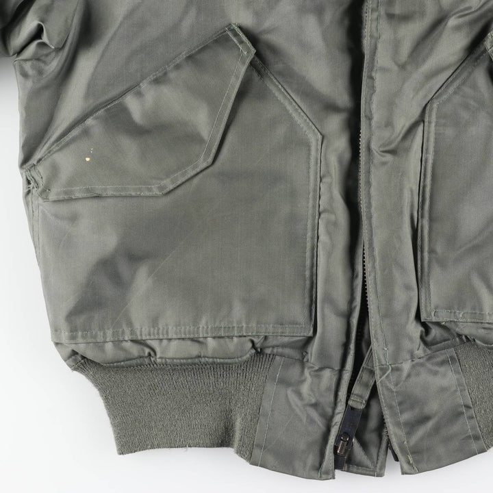 1980'S US Military Issue CWU-45P Military Flight Jacket, Made in USA, Medium (Men's M equivalent) Aromatic polyamide Khaki type sage green Vintage Second Hand