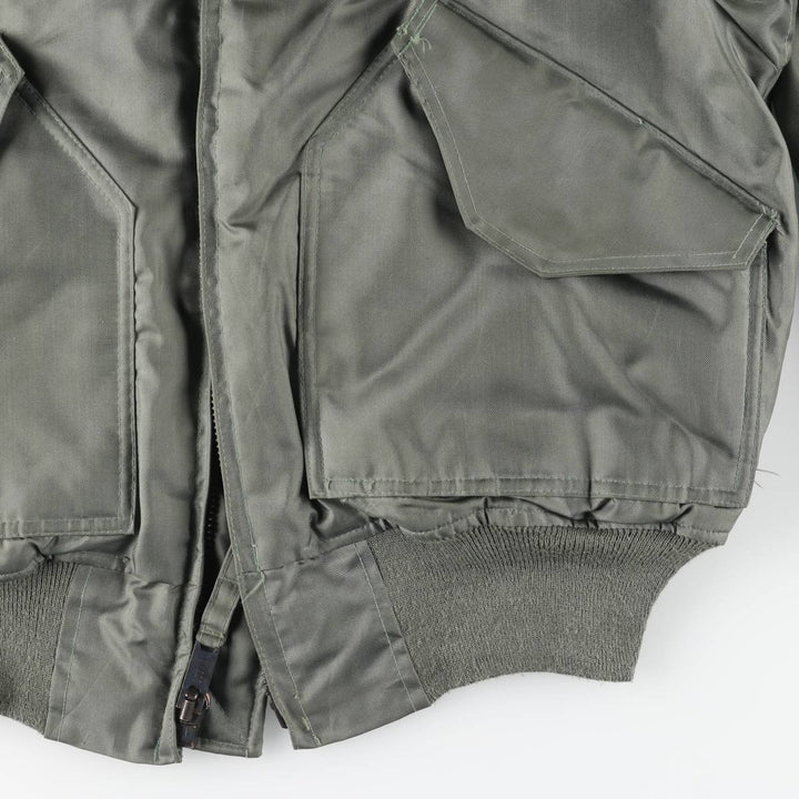 1980'S US Military Issue CWU-45P Military Flight Jacket, Made in USA, Medium (Men's M equivalent) Aromatic polyamide Khaki type sage green Vintage Second Hand