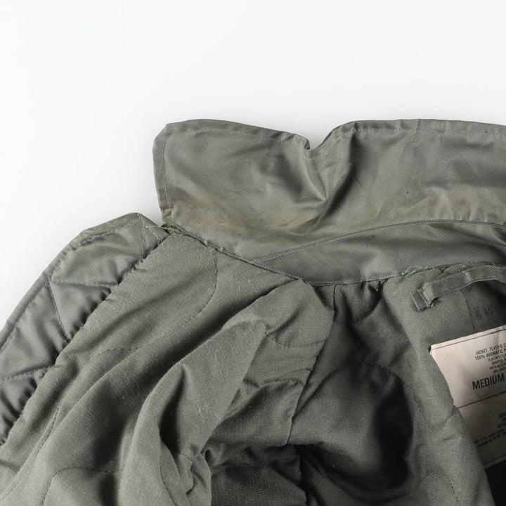 1980'S US Military Issue CWU-45P Military Flight Jacket, Made in USA, Medium (Men's M equivalent) Aromatic polyamide Khaki type sage green Vintage Second Hand