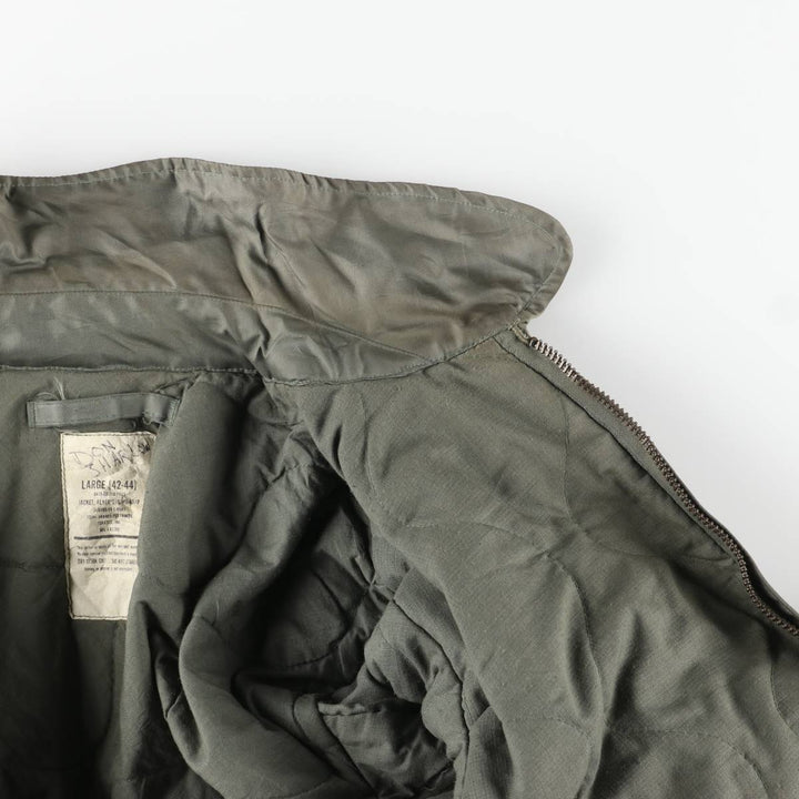 1990'S US Military Issue CWU-45P Military Flight Jacket, Made in USA, Men's Size L (approx.) Aromatic polyamide Khaki type sage green Vintage Second Hand