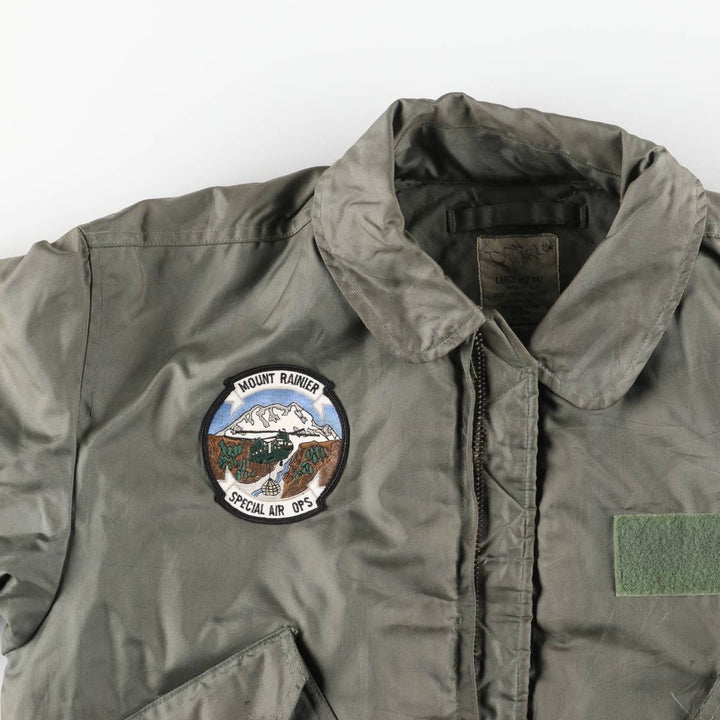 1990'S US Military Issue CWU-45P Military Flight Jacket, Made in USA, Men's Size L (approx.) Aromatic polyamide Khaki type sage green Vintage Second Hand