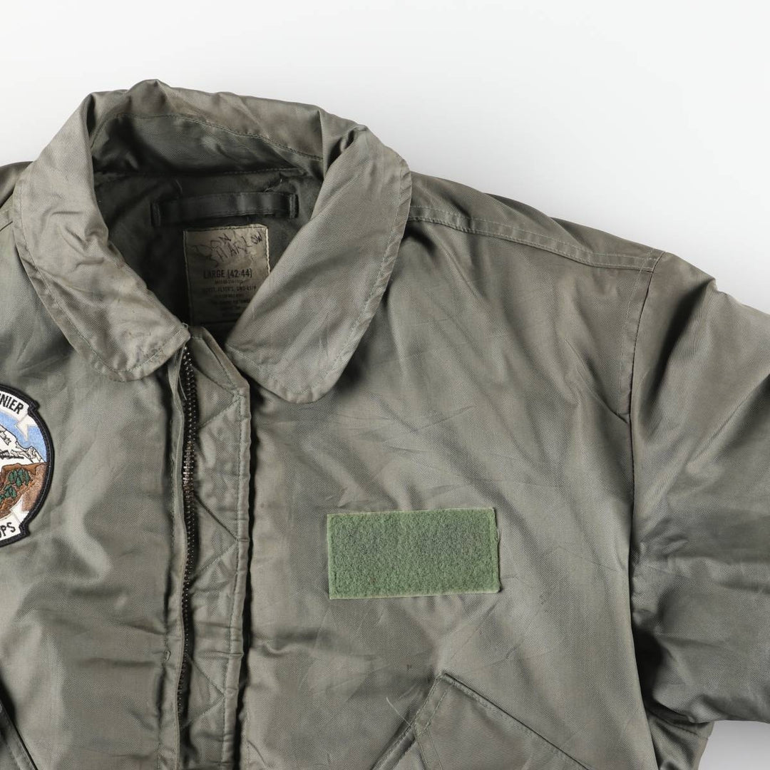 1990'S US Military Issue CWU-45P Military Flight Jacket, Made in USA, Men's Size L (approx.) Aromatic polyamide Khaki type sage green Vintage Second Hand