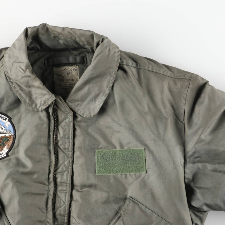 1990'S US Military Issue CWU-45P Military Flight Jacket, Made in USA, Men's Size L (approx.) Aromatic polyamide Khaki type sage green Vintage Second Hand