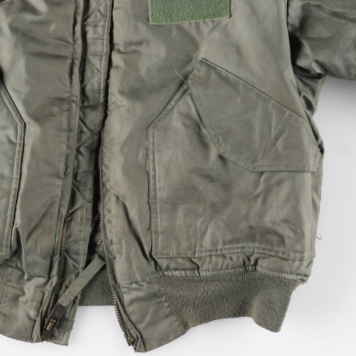 1990'S US Military Issue CWU-45P Military Flight Jacket, Made in USA, Men's Size L (approx.) Aromatic polyamide Khaki type sage green Vintage Second Hand