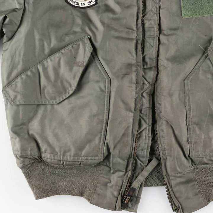 1990'S US Military Issue CWU-45P Military Flight Jacket, Made in USA, Men's Size L (approx.) Aromatic polyamide Khaki type sage green Vintage Second Hand