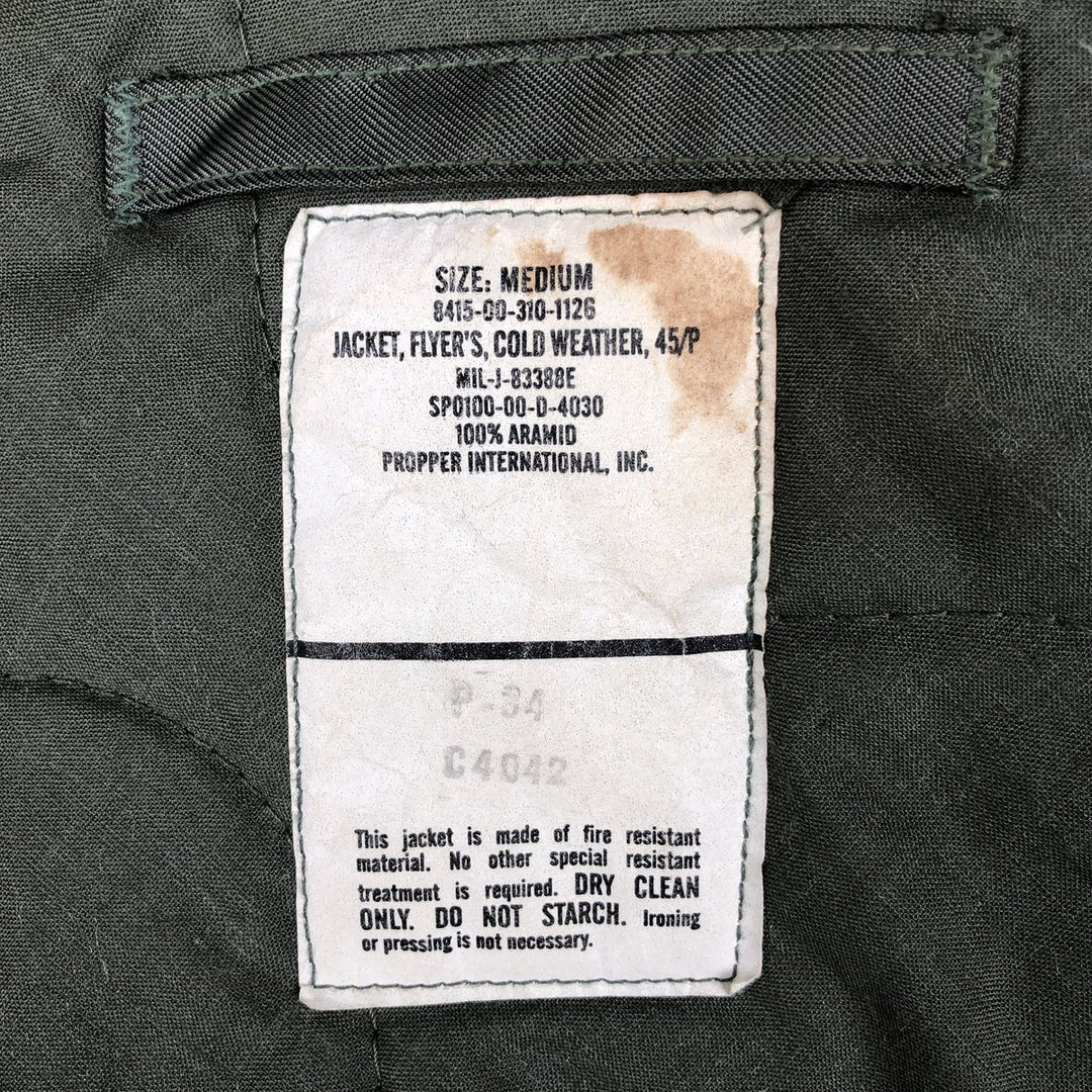 Authentic 2000'S US military padded flight jacket, made in the USA, medium, men's size M Aramid Silver type Vintage Second Hand