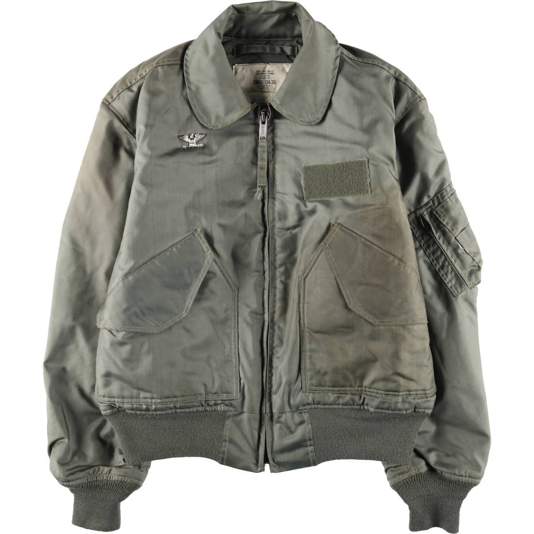 1980'S US Military Issue, Padded CWU 45 Jacket with Badge Aromatic polyamide Khaki type sage green Vintage Second Hand