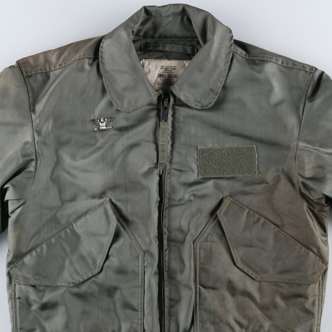 1980'S US Military Issue, Padded CWU 45 Jacket with Badge Aromatic polyamide Khaki type sage green Vintage Second Hand