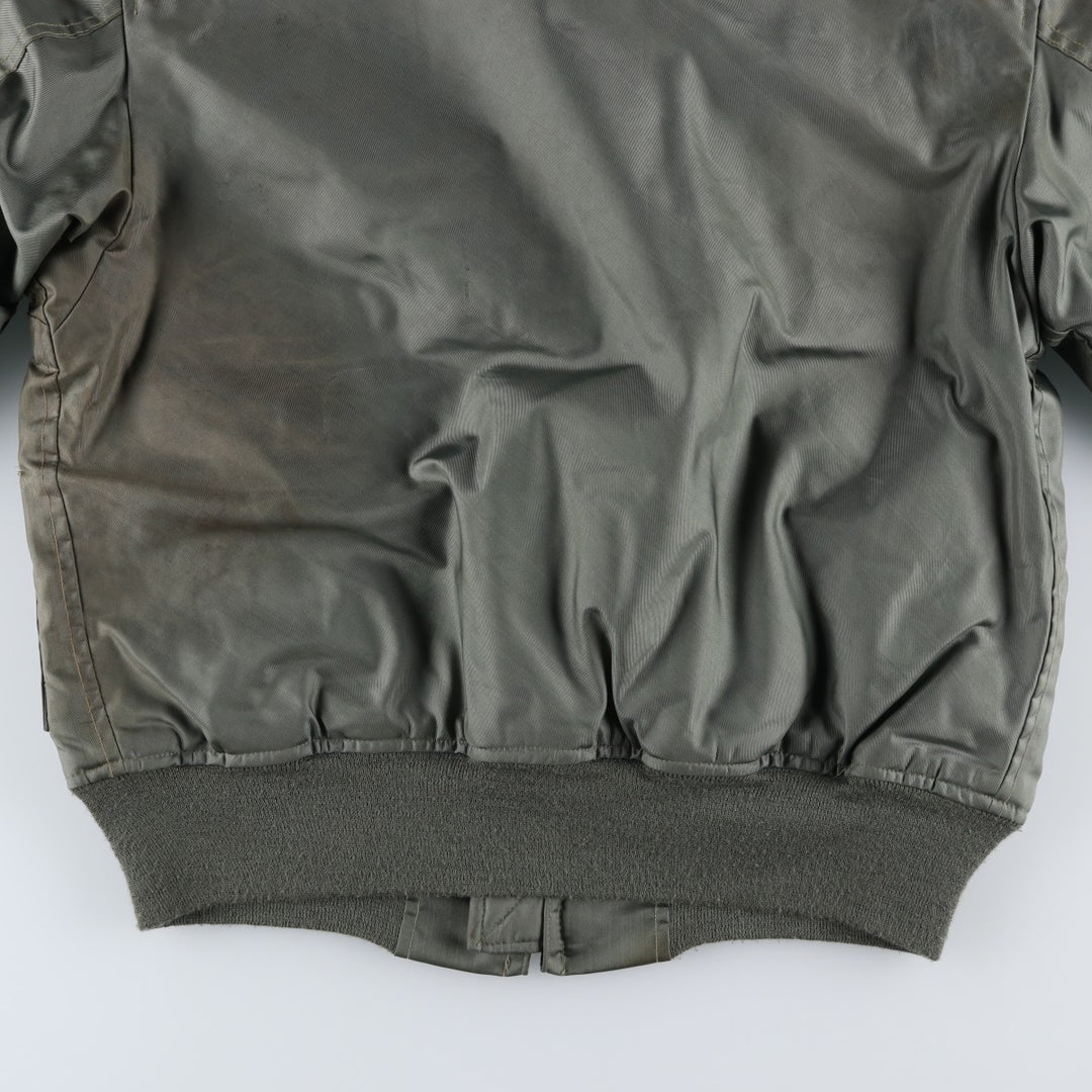1980'S US Military Issue, Padded CWU 45 Jacket with Badge Aromatic polyamide Khaki type sage green Vintage Second Hand