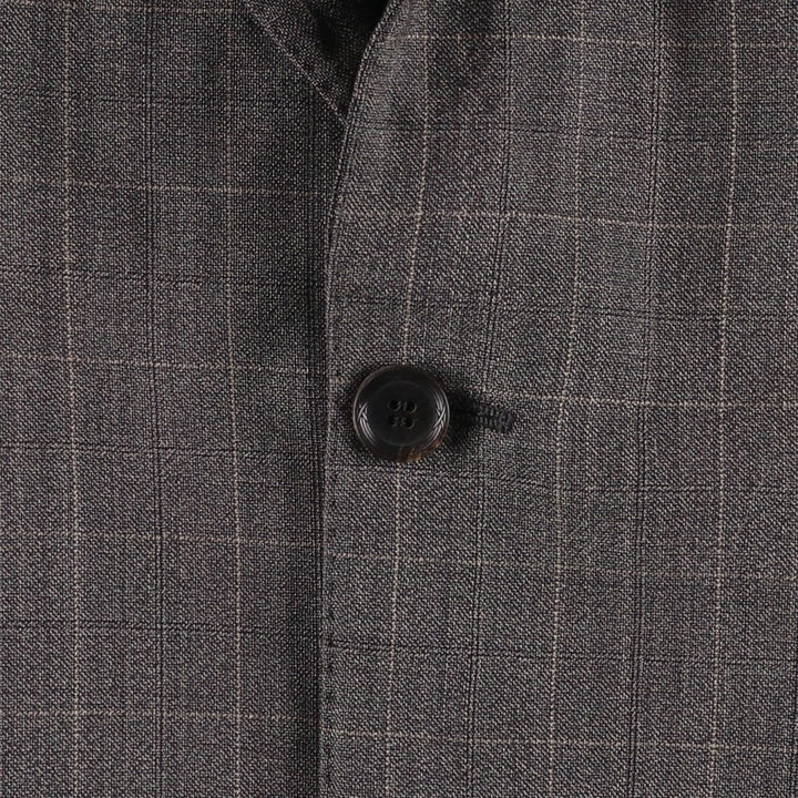 Christian Dior BOUTIQUE Check Pattern Wool Tailored Jacket, Made in Italy, Men's Size L (approx.) wool Charcoal Vintage Second Hand