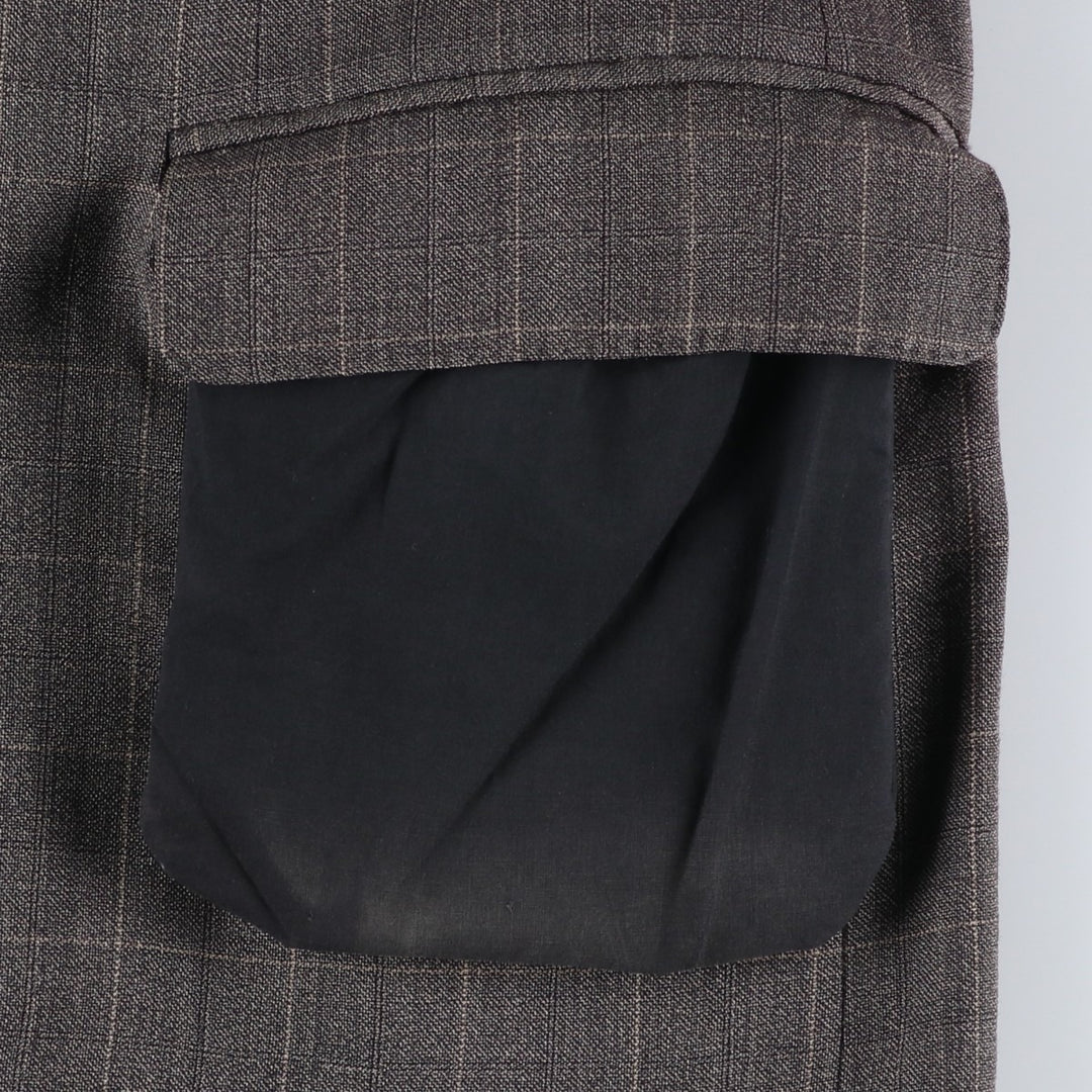 Christian Dior BOUTIQUE Check Pattern Wool Tailored Jacket, Made in Italy, Men's Size L (approx.) wool Charcoal Vintage Second Hand