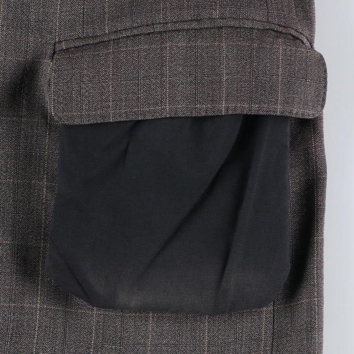 Christian Dior BOUTIQUE Check Pattern Wool Tailored Jacket, Made in Italy, Men's Size L (approx.) wool Charcoal Vintage Second Hand