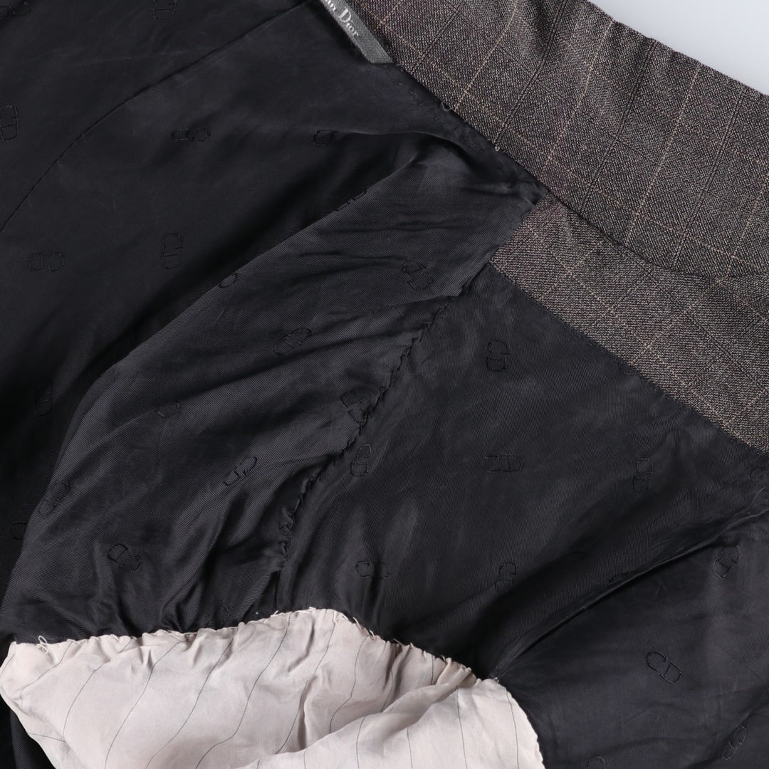 Christian Dior BOUTIQUE Check Pattern Wool Tailored Jacket, Made in Italy, Men's Size L (approx.) wool Charcoal Vintage Second Hand