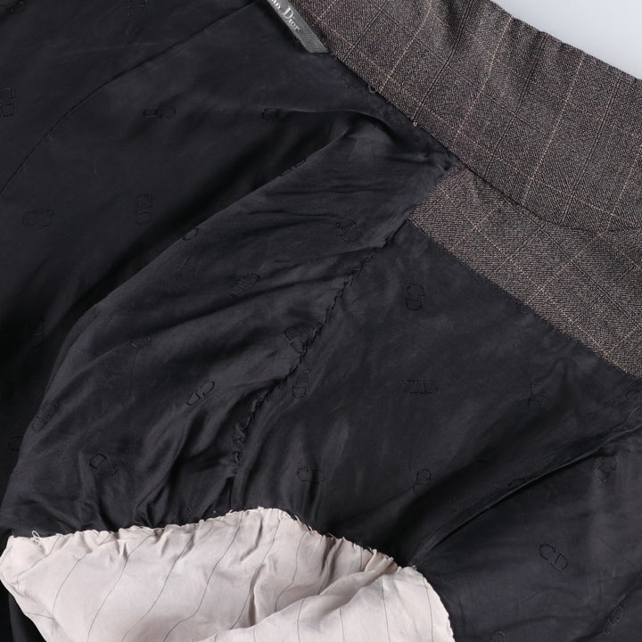 Christian Dior BOUTIQUE Check Pattern Wool Tailored Jacket, Made in Italy, Men's Size L (approx.) wool Charcoal Vintage Second Hand