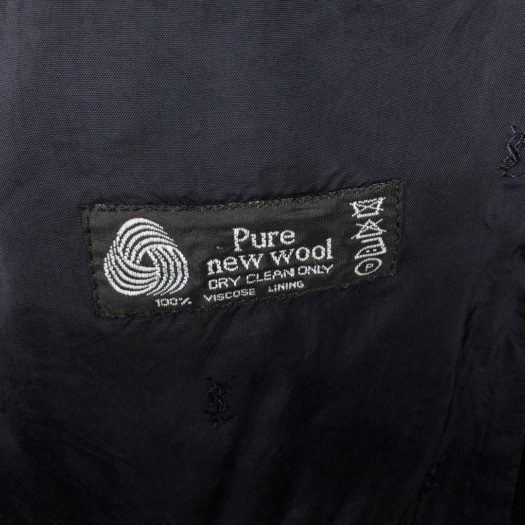 Yves Saint Laurent Peaked Lapel Double-Breasted Striped Wool Tailored Jacket, Men's Size L (approx.) unclear navy blue type Vintage Second Hand