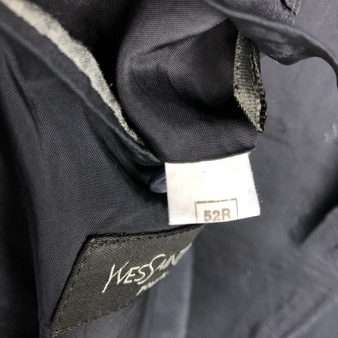 Yves Saint Laurent Peaked Lapel Double-Breasted Striped Wool Tailored Jacket, Men's Size L (approx.) unclear navy blue type Vintage Second Hand