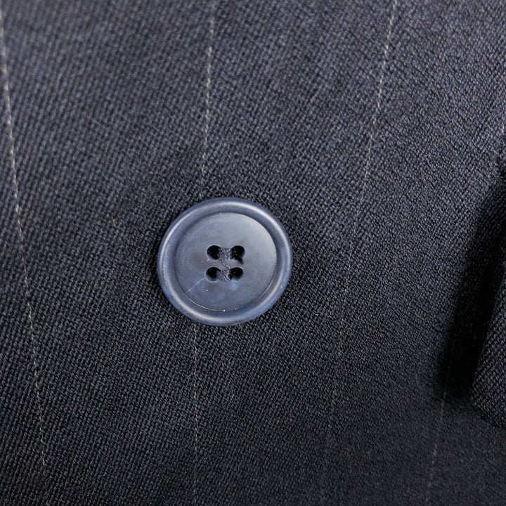 Yves Saint Laurent Peaked Lapel Double-Breasted Striped Wool Tailored Jacket, Men's Size L (approx.) unclear navy blue type Vintage Second Hand
