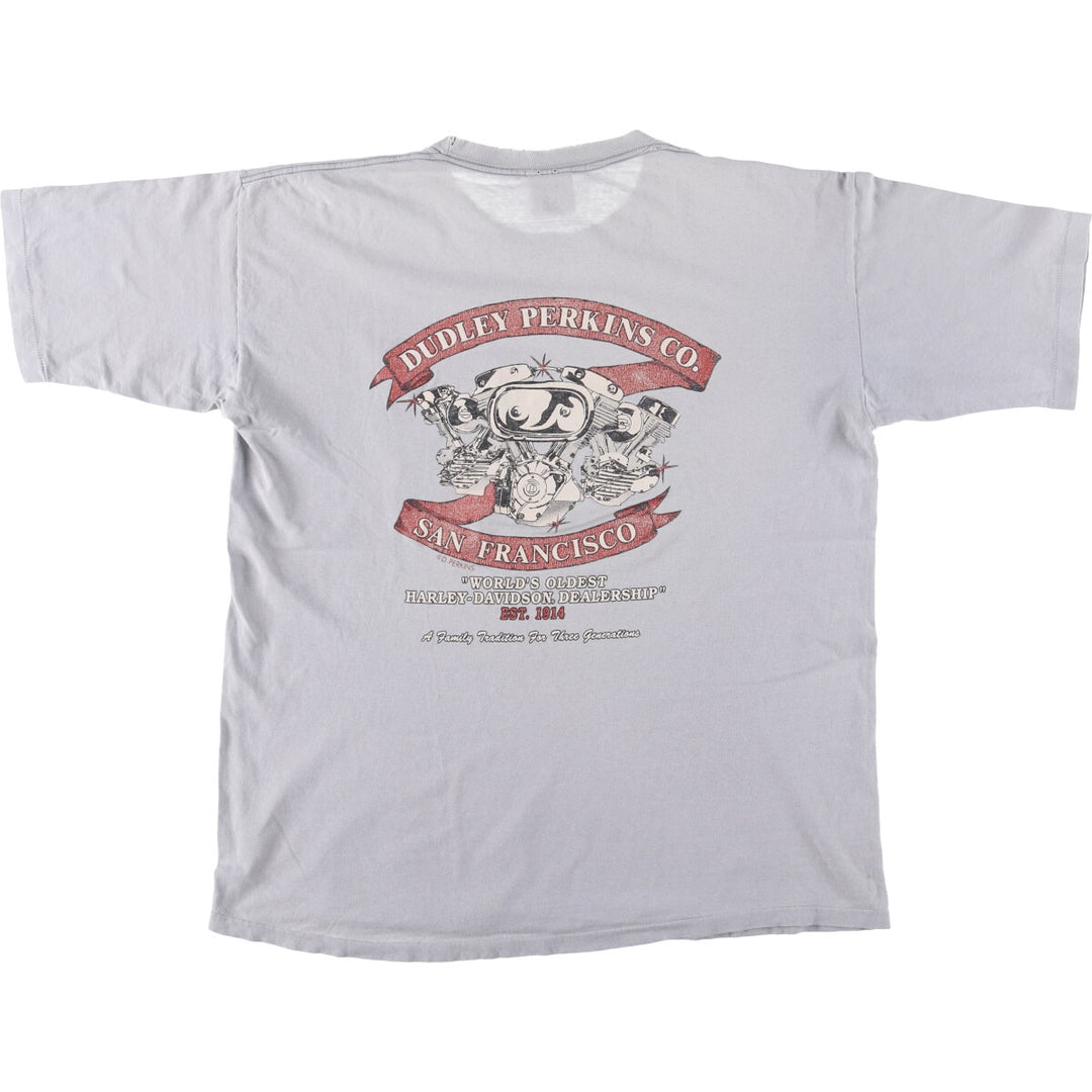 Harley-Davidson Motorcycle Bike T-shirt Made in USA Men's XXL cotton Blue type light blue Vintage Second Hand