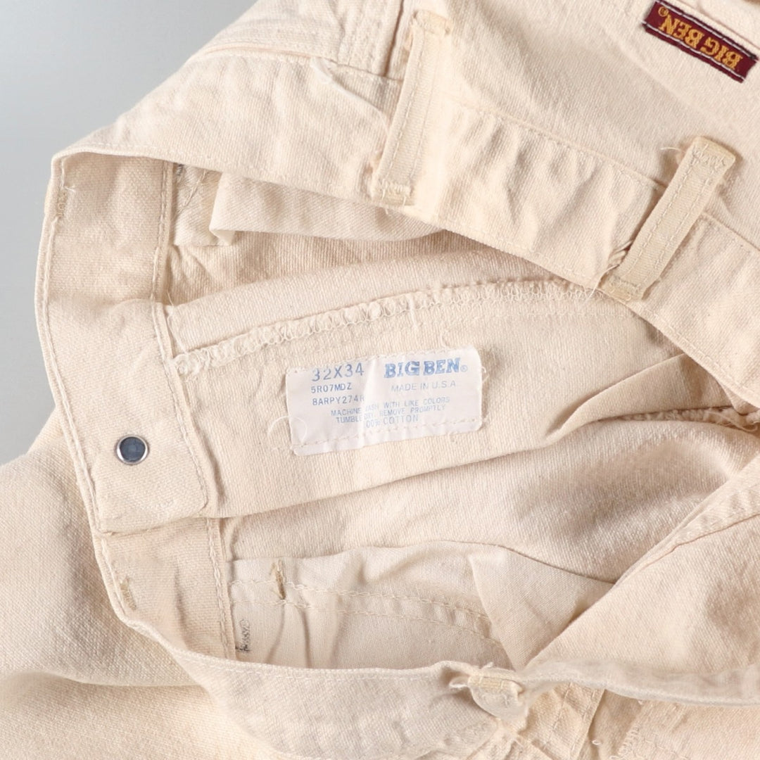 80'S Big Ben Duck Work Pants, Made in USA, Vintage cotton ivory Vintage Second Hand
