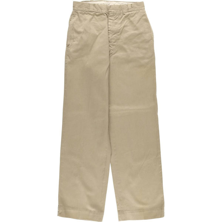 1960'S US Military Chino Trousers, Made in USA, Size 30x31, Women's L (W27) cotton Khaki type Vintage Second Hand