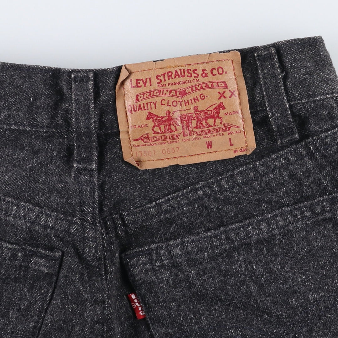 90'S Levi's 17501-0657 Black Denim Straight Leg Denim Pants, Made in USA, Women's Size Small (W25), Vintage cotton black type Vintage Second Hand