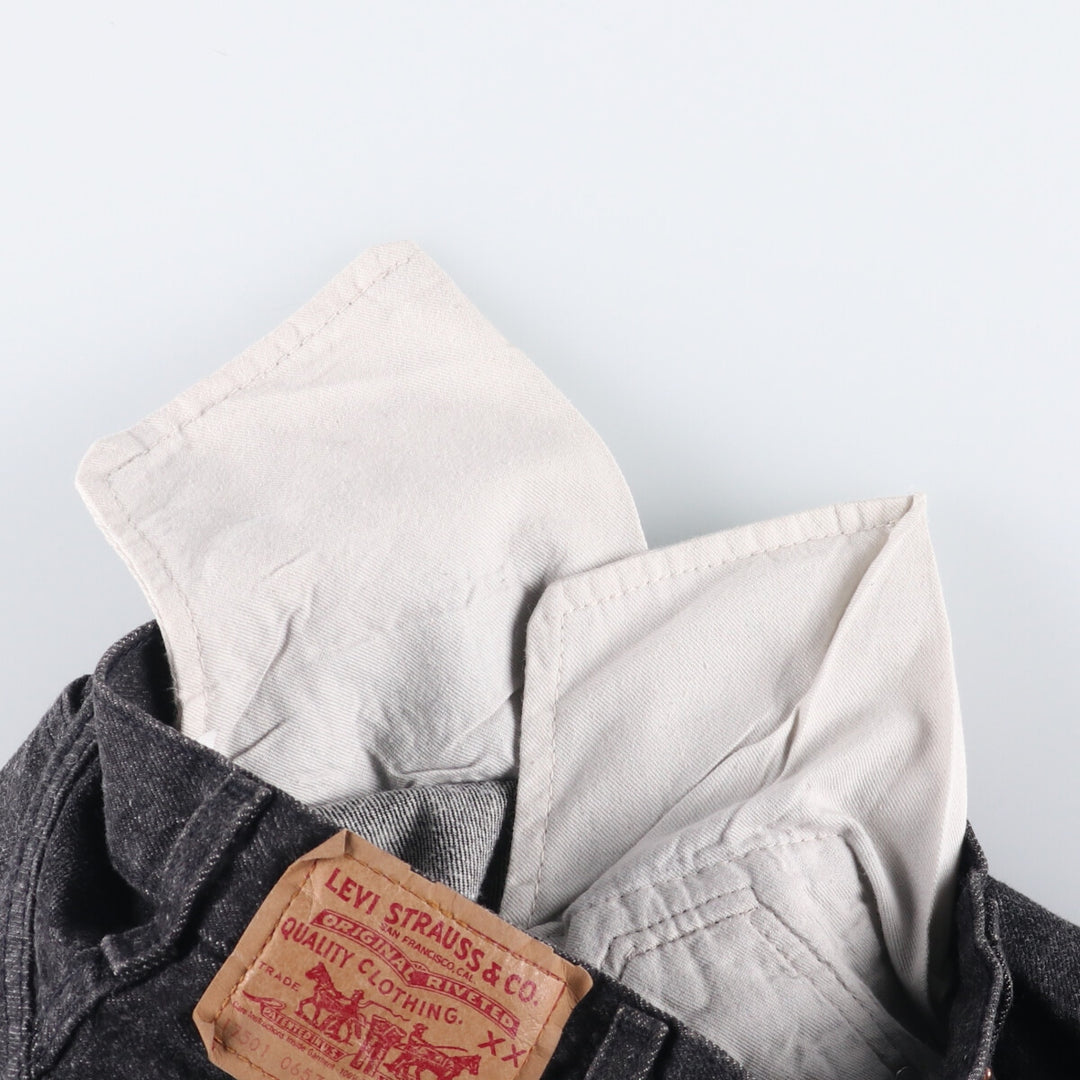 90'S Levi's 17501-0657 Black Denim Straight Leg Denim Pants, Made in USA, Women's Size Small (W25), Vintage cotton black type Vintage Second Hand