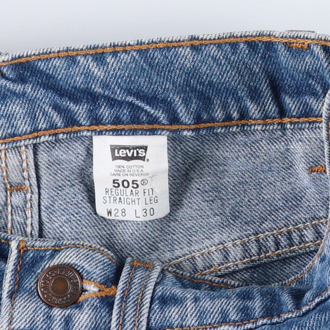 90'S Levi's 505 Regular Fit Straight Leg Tapered Denim Pants, Made in USA, Women's Size L (W28), Vintage cotton blue type Vintage Second Hand