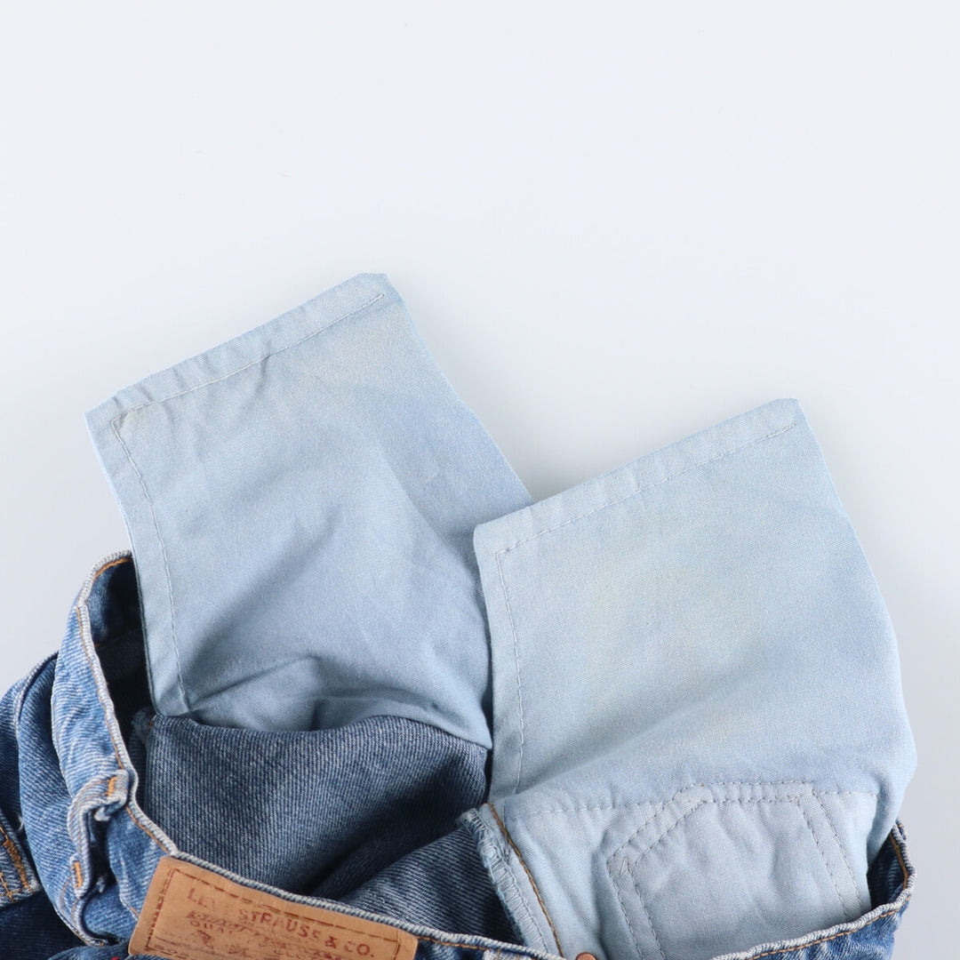 90'S Levi's 505 Regular Fit Straight Leg Tapered Denim Pants, Made in USA, Women's Size L (W28), Vintage cotton blue type Vintage Second Hand