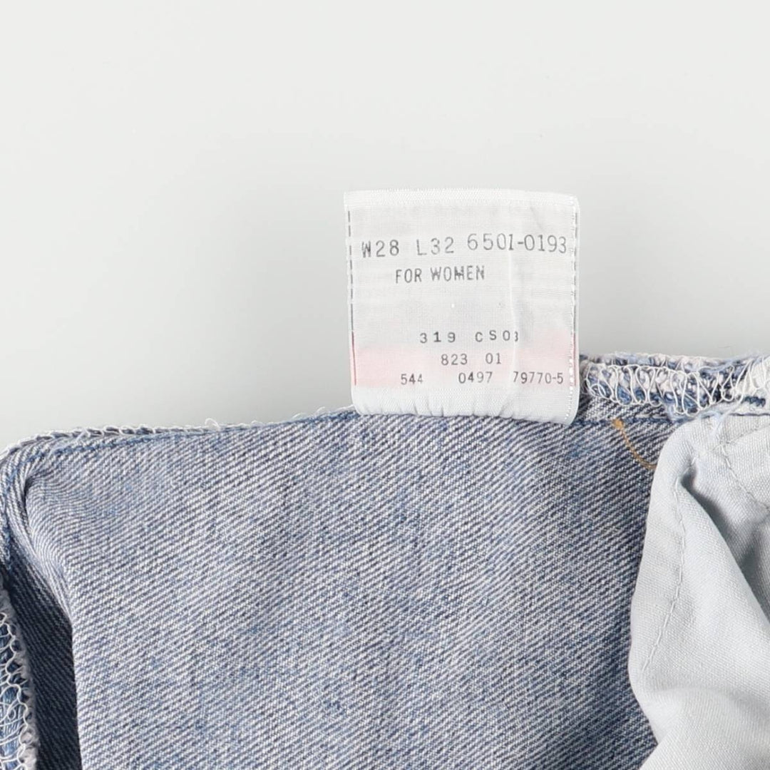 90'S Levi's 6501-0193 Straight Denim Pants, Made in USA, Women's Size L (W28), Vintage cotton blue type Vintage Second Hand