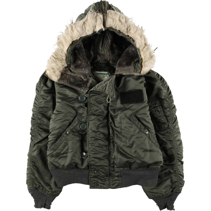 Authentic 1970'S US military N-2B padded military flight jacket, made in the USA, medium, equivalent to men's size M Nylon Khaki type Vintage Second Hand