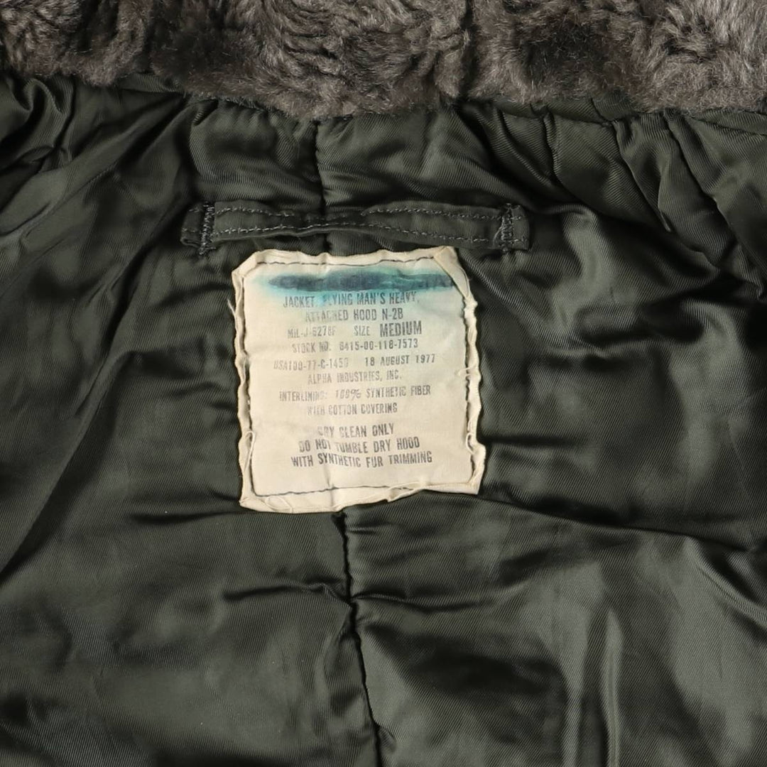Authentic 1970'S US military N-2B padded military flight jacket, made in the USA, medium, equivalent to men's size M Nylon Khaki type Vintage Second Hand