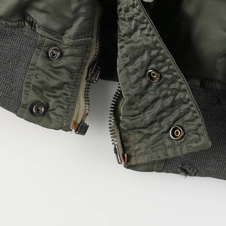 Authentic 1970'S US military N-2B padded military flight jacket, made in the USA, medium, equivalent to men's size M Nylon Khaki type Vintage Second Hand