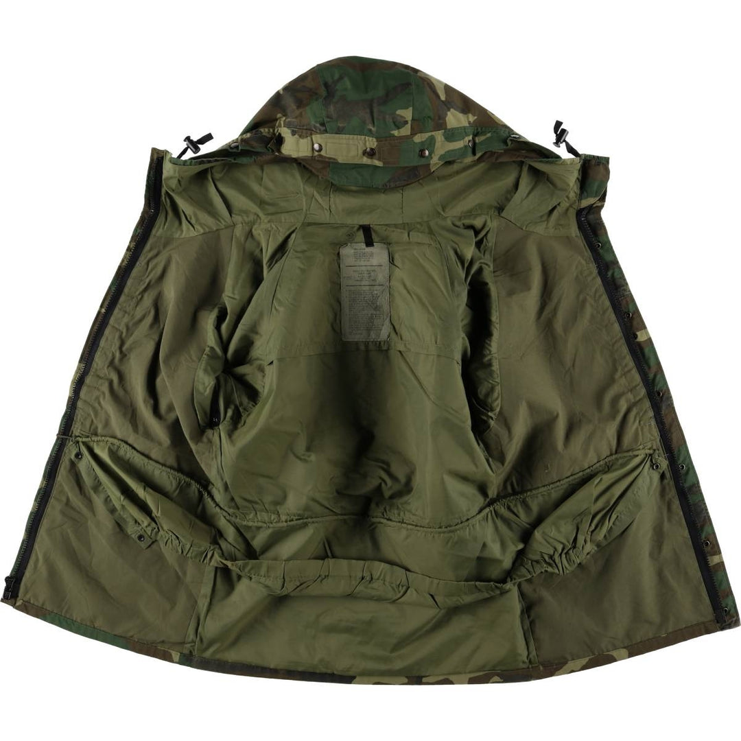 Authentic 1990'S US military Woodland Camo ECWCS 1st Gen Military Gore-Tex Parka, Made in USA, Small Regular, Men's Size Small Nylon Khaki type sage green Vintage Second Hand