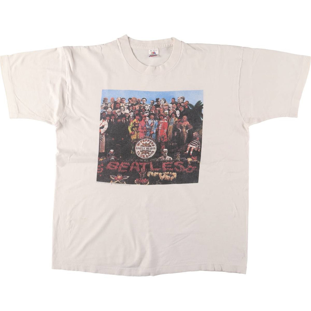 90'S Fruit of the Loom The Beatles Band T-Shirt, Made in USA, Men's Size XL cotton white type Vintage Second Hand